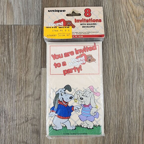 VTG 1986 Pound Puppies Party Invitations‎ w/Envelopes New Sealed Set Of 5 Packs - Picture 2 of 5